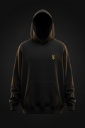 SANZAVEEDUQUER Dynasty Hoodie - Luxury Oversized Black Hoodie with Gold Embroidered Branding